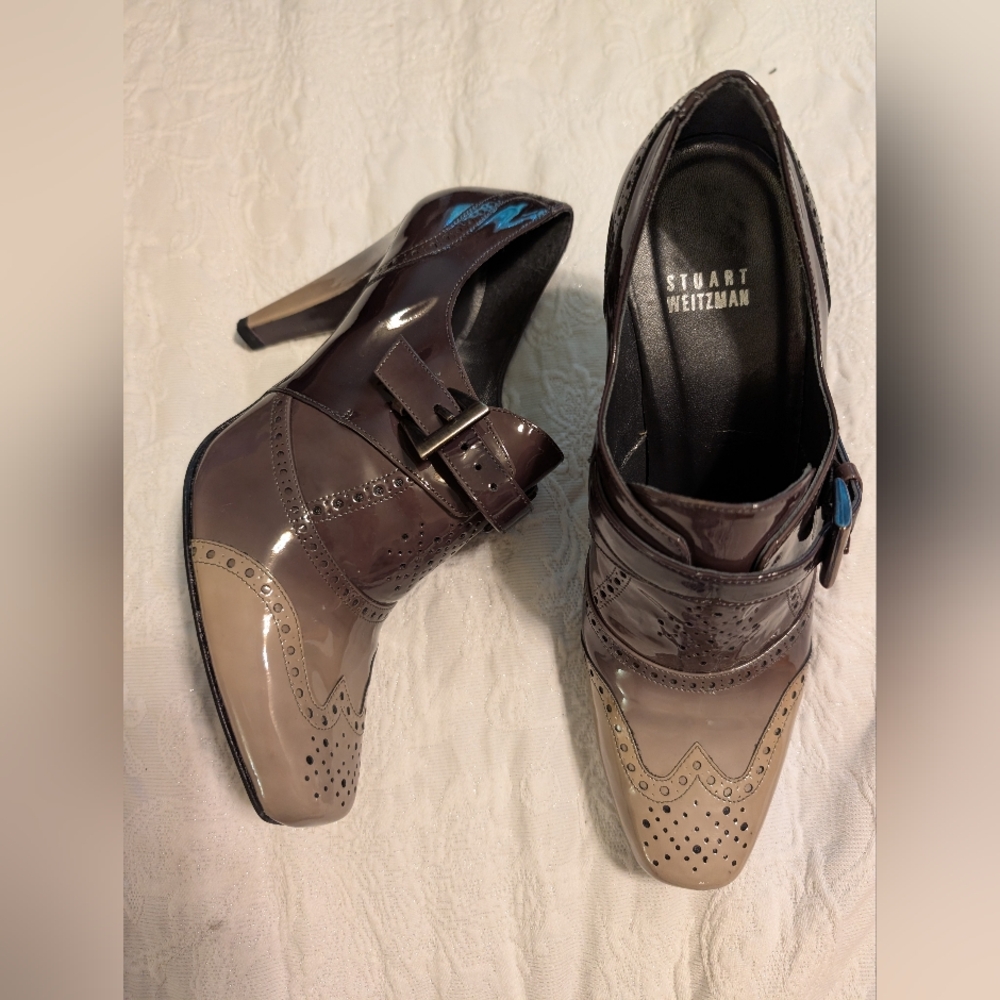 Stuart Weitzman Two-Tone Heels - Brown and Cream